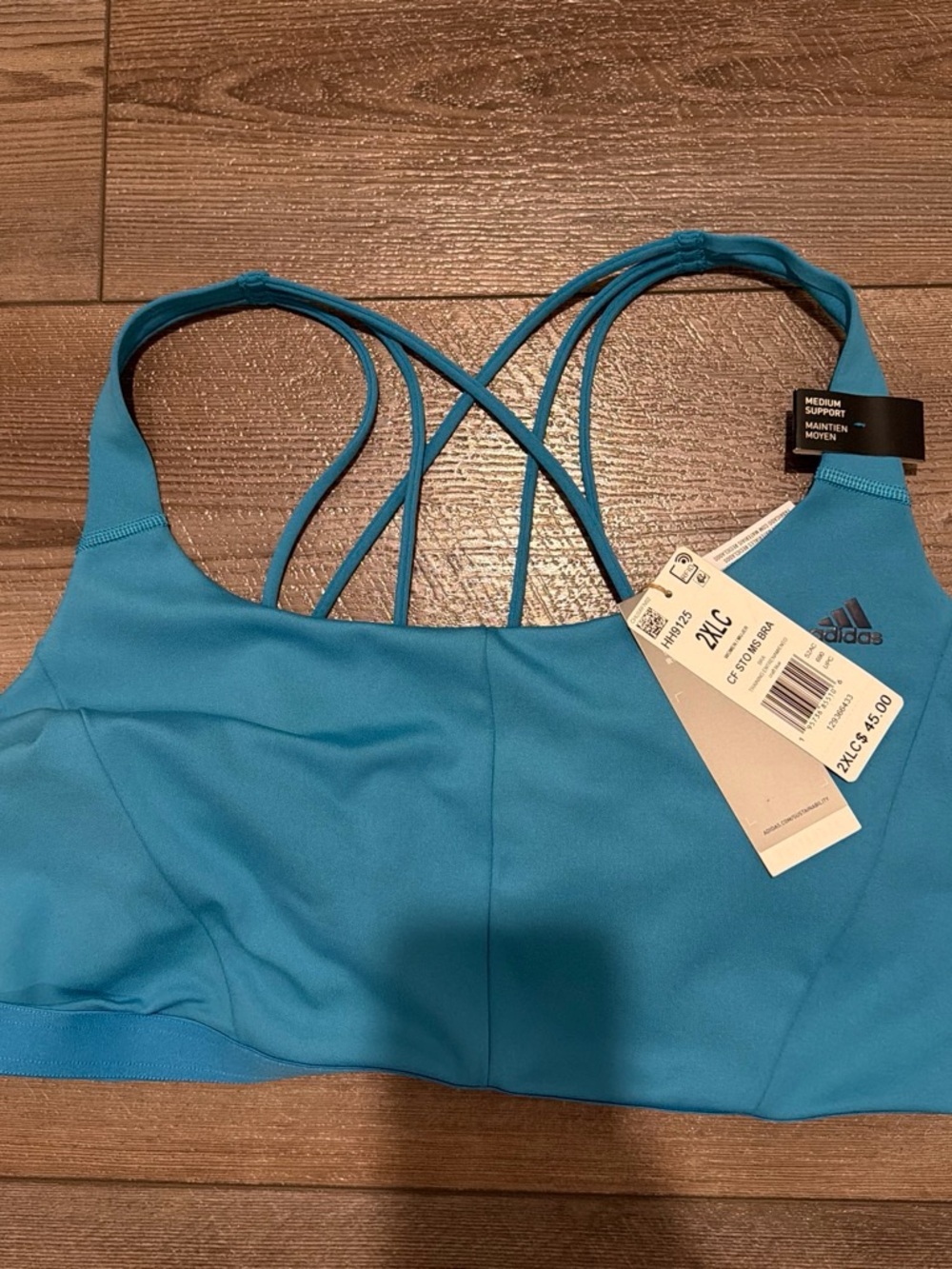 adidas Teal Strappy Back Medium-Support Sports Bra